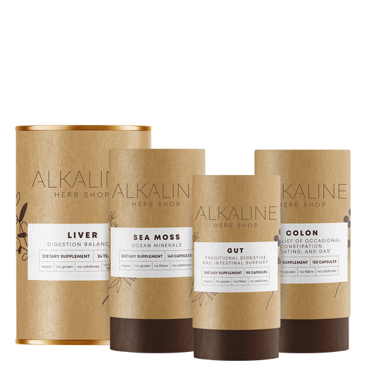 Healthy Gut Bundle - Sea Moss Supplement, Liver Tea Supplement (Happy Liver Tea), Gut Supplement, and Colon Supplement (Happy Colon)