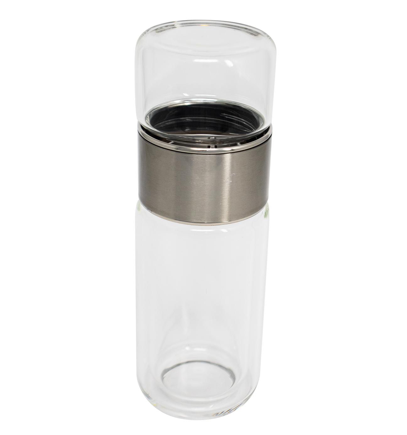 Glass Tea Strainer Leak-Proof, Tumbler Water Separation Tea Filter Cup 10 oz Silver