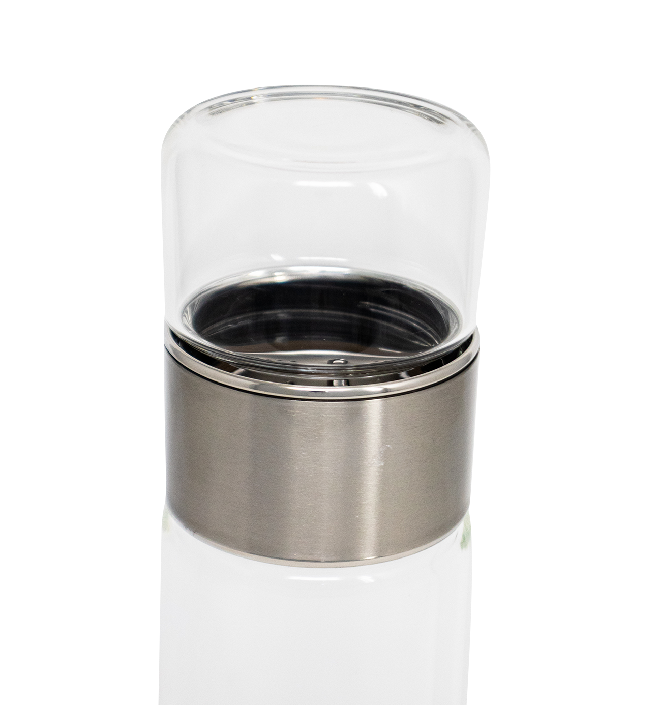 Glass Tea Strainer Leak-Proof, Tumbler Water Separation Tea Filter Cup 10 oz Silver
