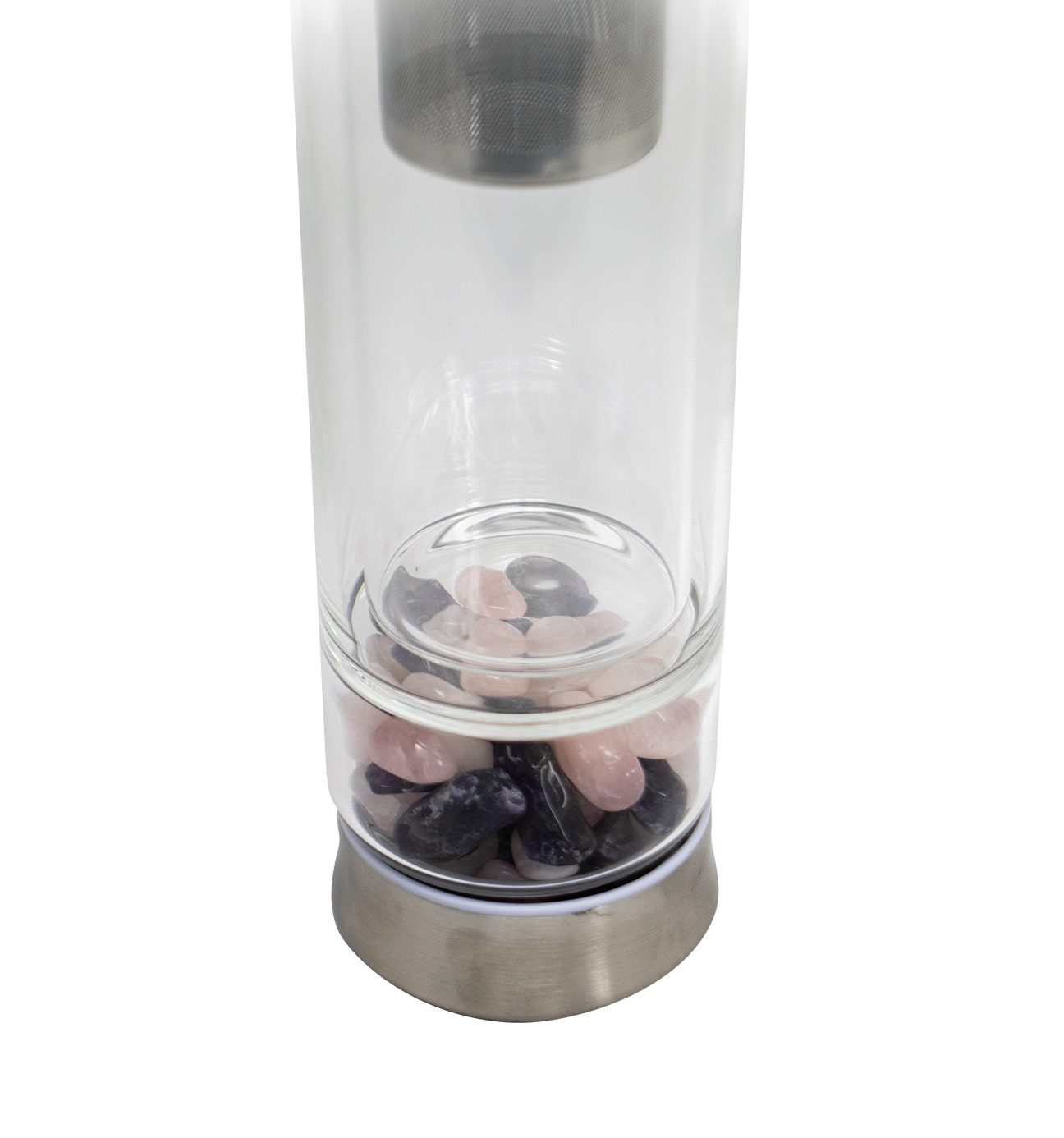 Double Walled Crystal Glass Gemstone Tea Infuser Bottle