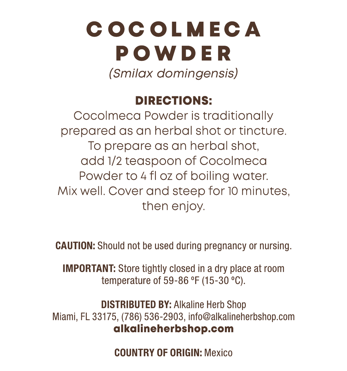 Cocolmeca Powder 4 oz (Cocolmeca Bark Root) for Herbal Shots