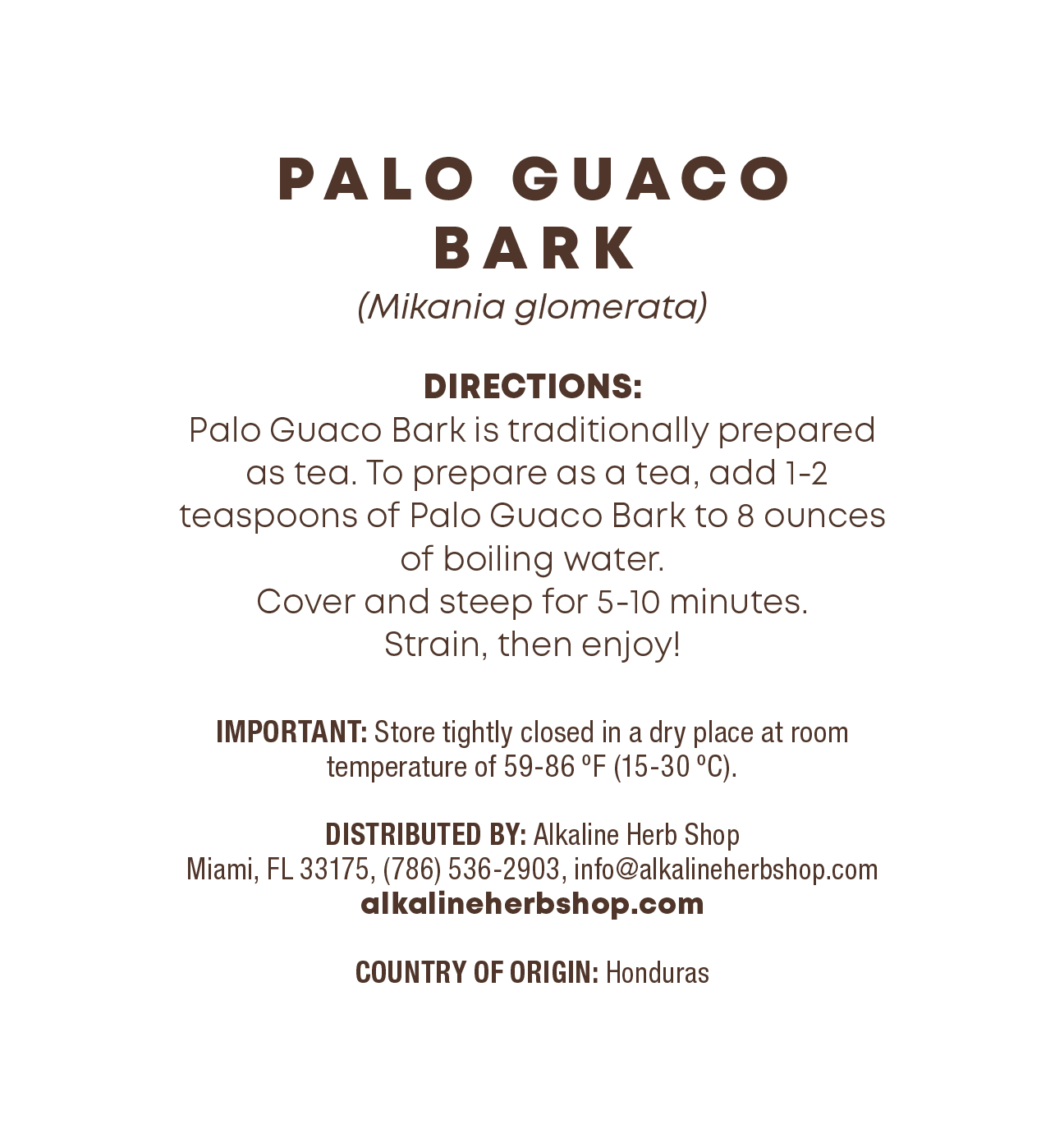 Just Herbs: Palo Guaco (Bark)