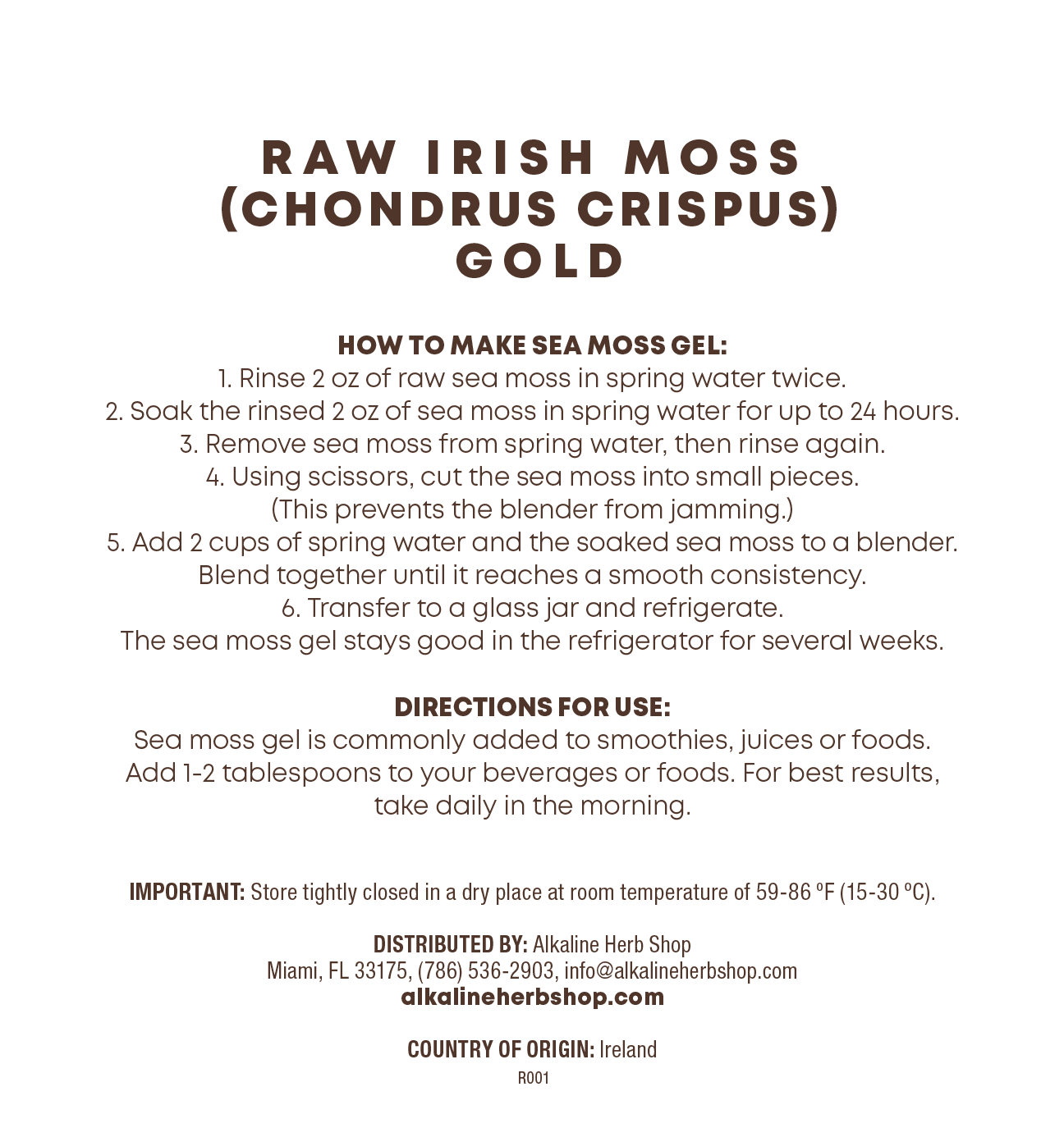 Raw Chondrus Crispus Sea Moss Gold 4 OZ (Irish Sea Moss)