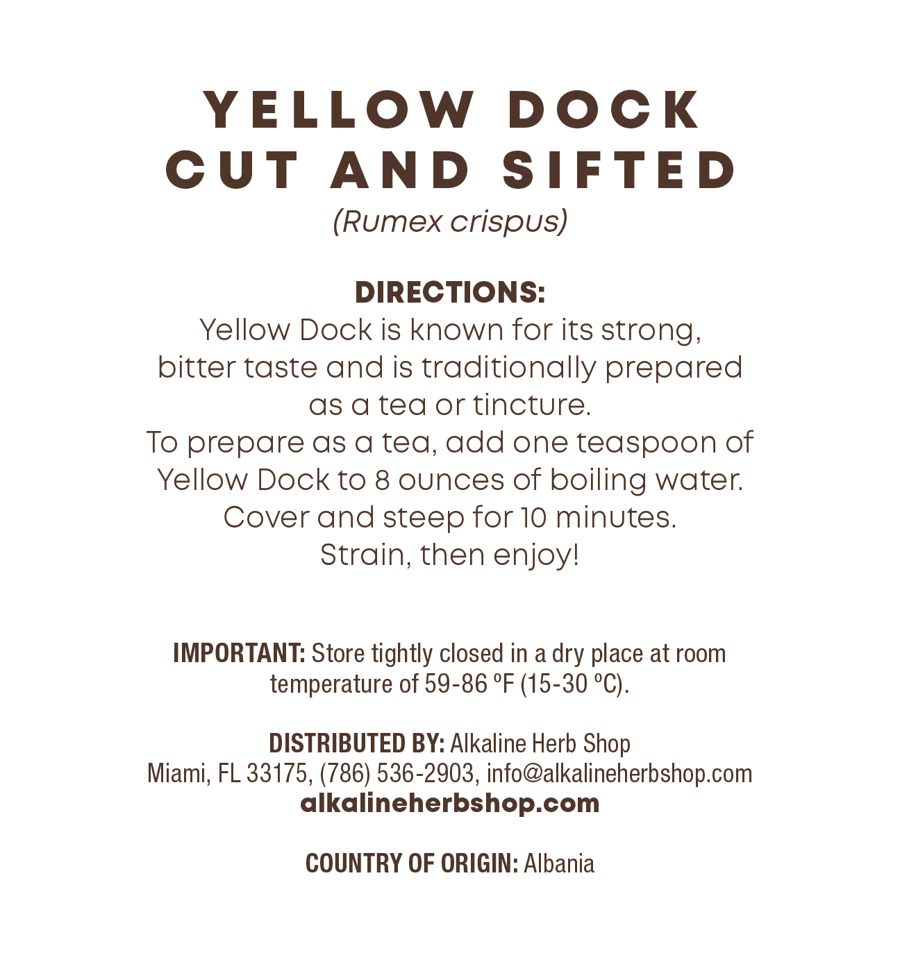 Just Herbs: Yellow Dock Cut and Sifted