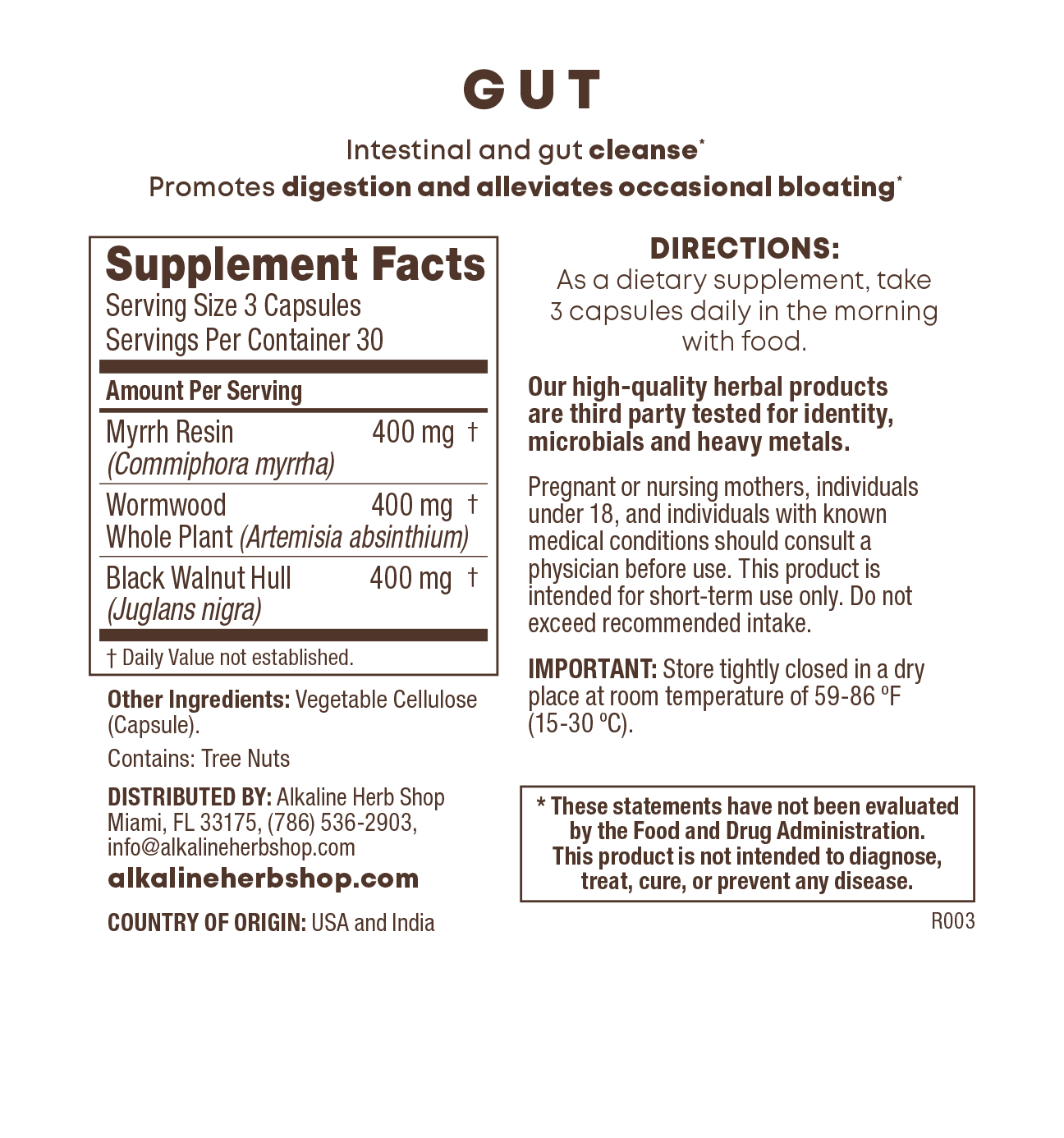 Gut Supplement 90 Capsules