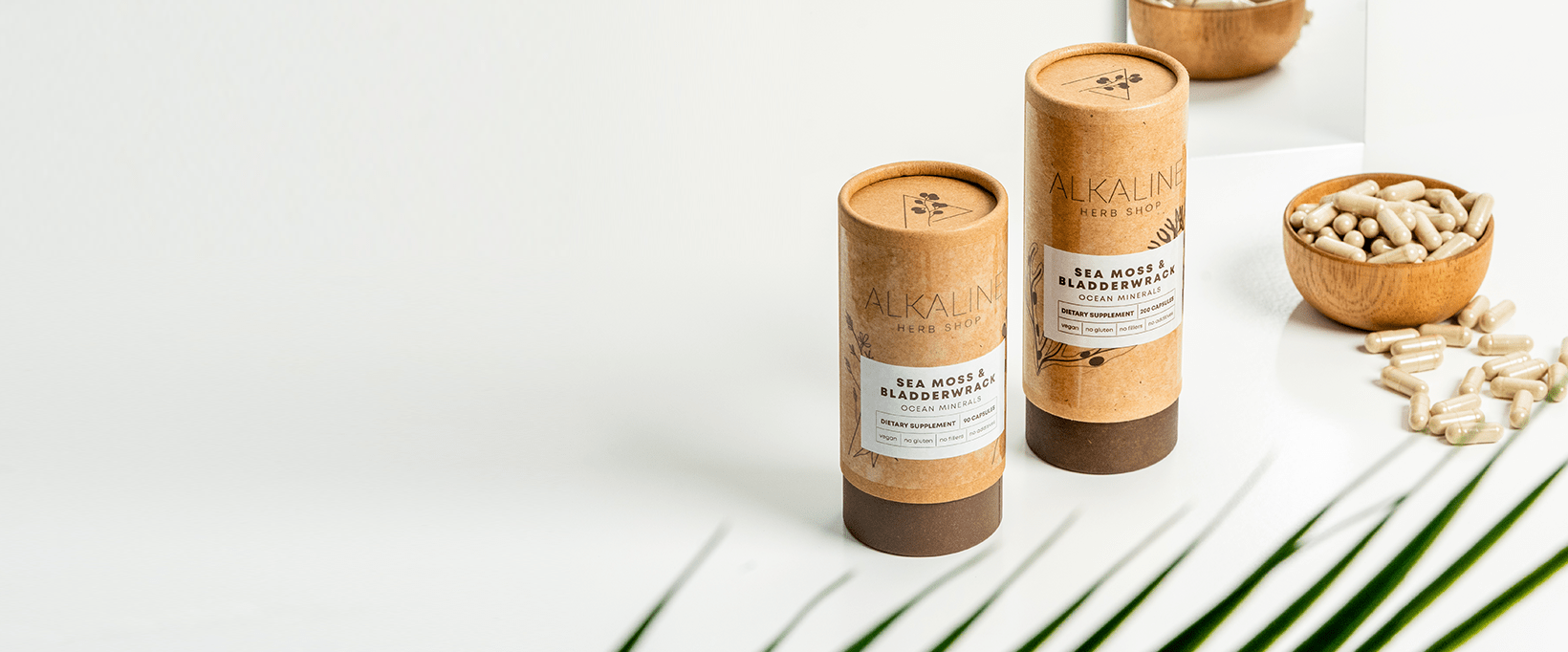 Sea moss and bladderwrack supplements from Alkaline Herb Shop