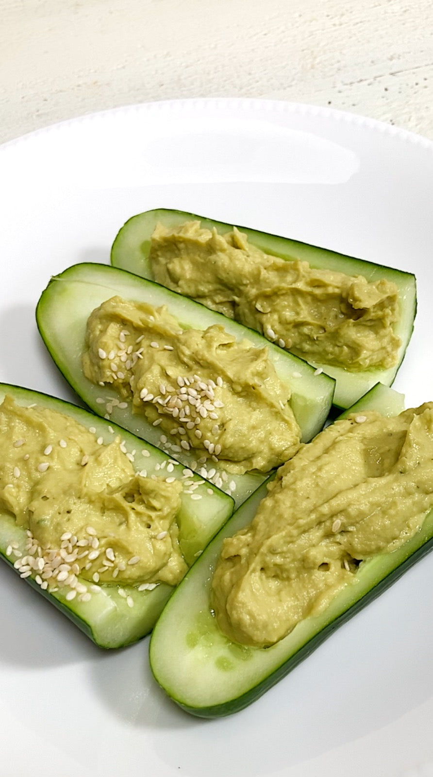 Cucumber and Avocado Hummus Snack