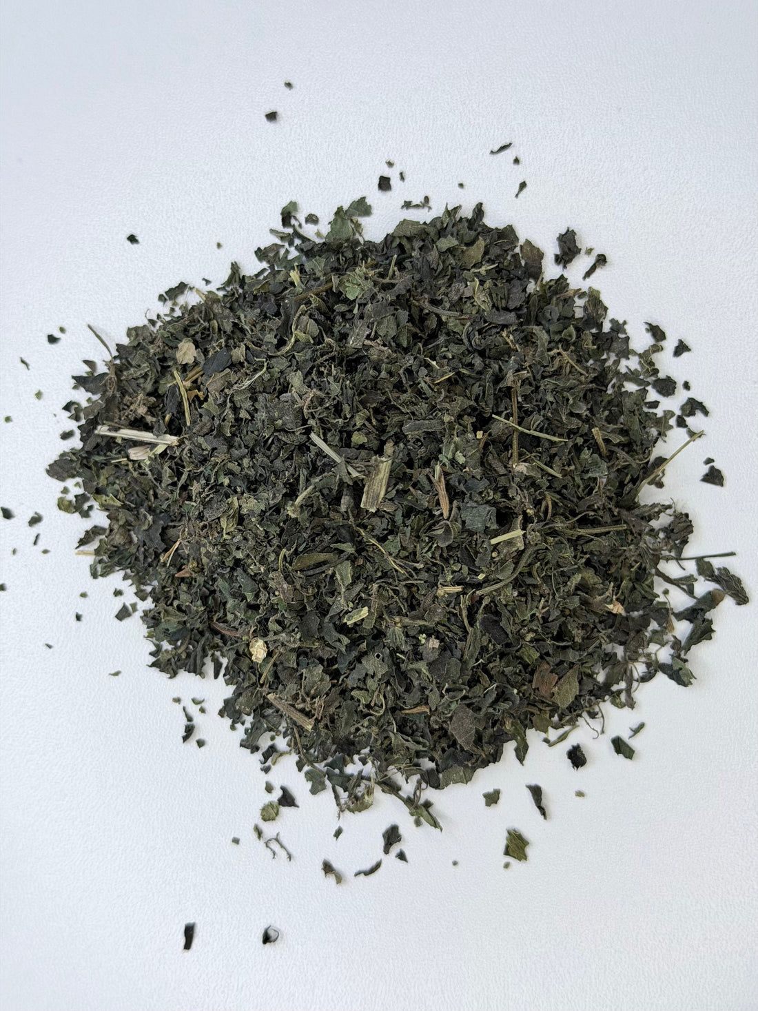 Dried cut and sifted nettle leaf, Urtica dioica, ortiga, ready to brew as tea
