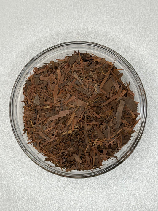Pau d'arco bark, cut and sifted