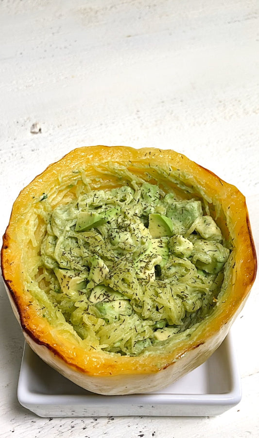 Spaghetti Squash Pesto Bowl