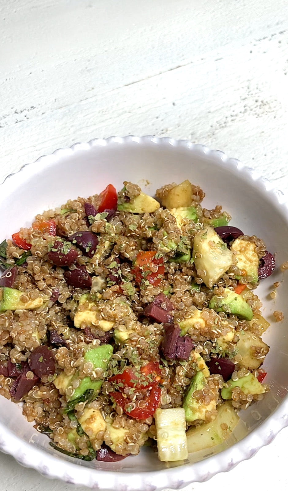 Quinoa Avocado Salad With Alkaline Mock Balsamic Dressing