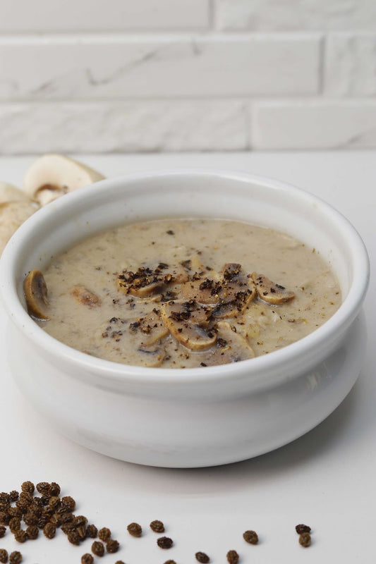 Mushroom Soup with Papaya Pepper Seeds