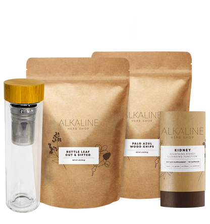 Healthy Kidney Bundle - Kidney Supplement, Palo Azul, Nettle Leaf, and Double Wall 17 oz Tea Infuser