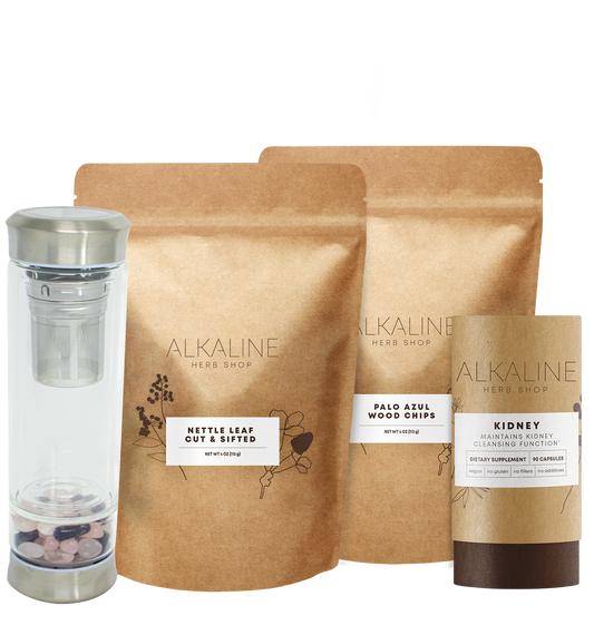 Kidney Bundle - Kidney Supplement, Palo Azul, Nettle Leaf, and Gemstone Tea Infuser