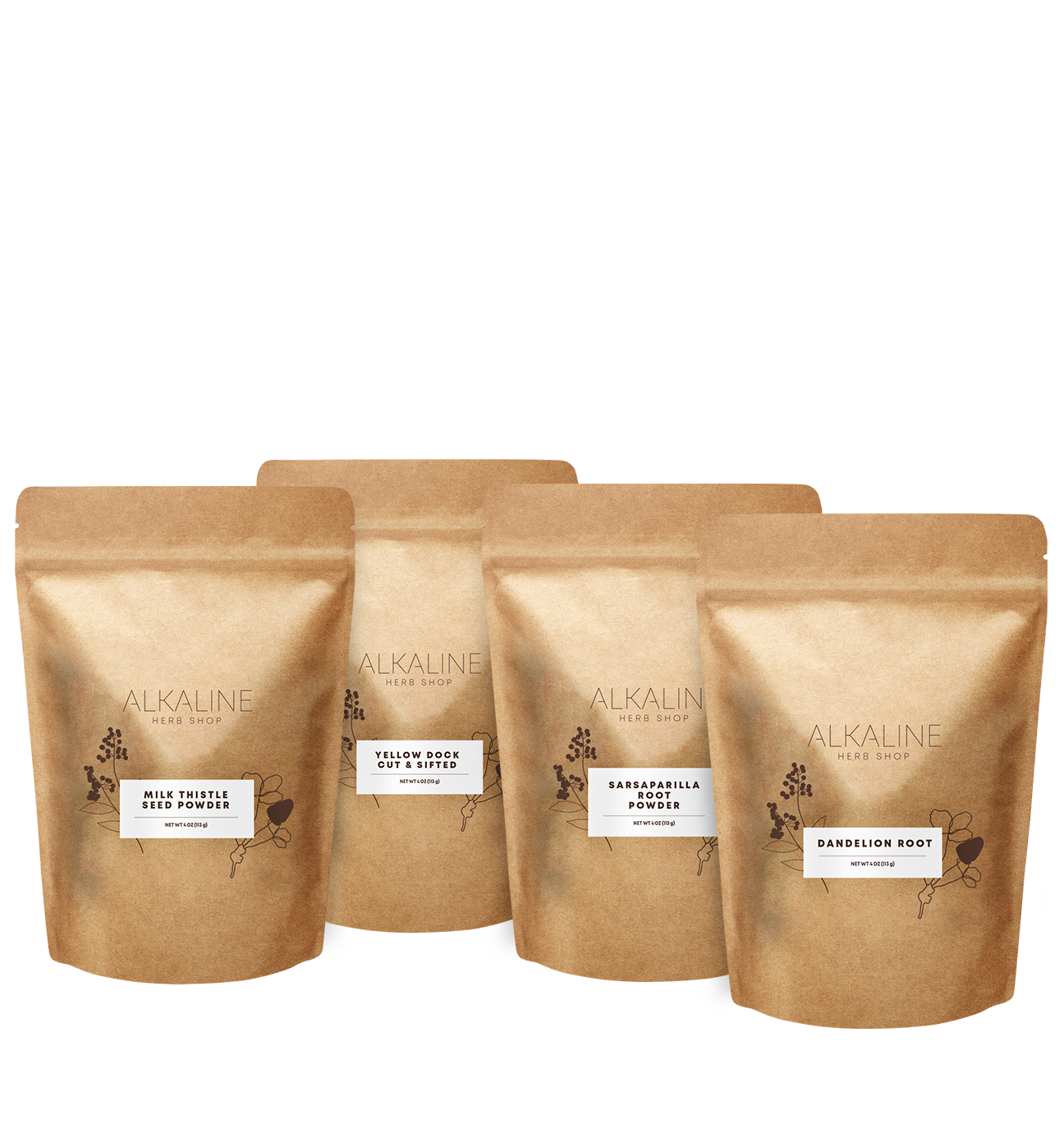 Liver Tea Bundle - Milk Thistle Seed, Dandelion Root, Yellow Dock, and Sarsaparilla Root