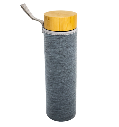 Double Wall Glass Drink Stainless Steel Tea Infuser Water Bottle Bamboo 17 oz