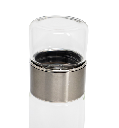 Glass Tea Strainer Leak-Proof, Tumbler Water Separation Tea Filter Cup 10 oz Silver