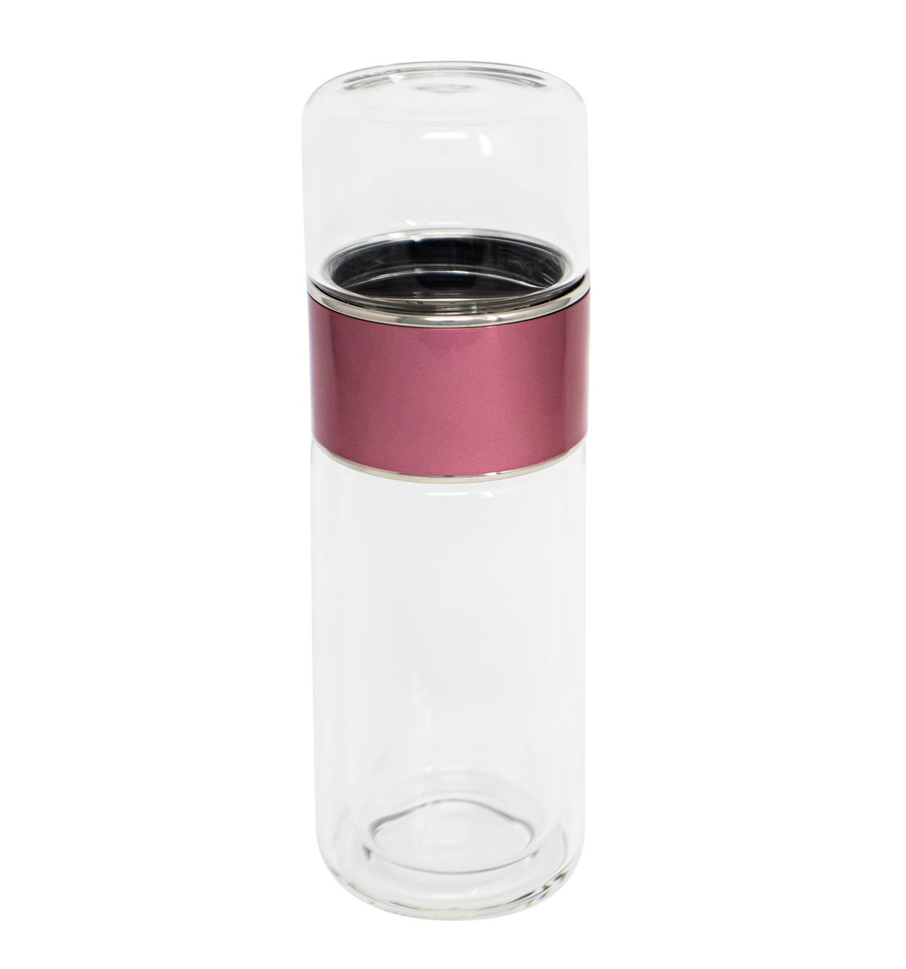 Glass Tea Strainer Leak-Proof, Tumbler Water Separation Tea Filter Cup 10 oz Pink