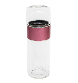 Glass Tea Strainer Leak-Proof, Tumbler Water Separation Tea Filter Cup 10 oz Pink