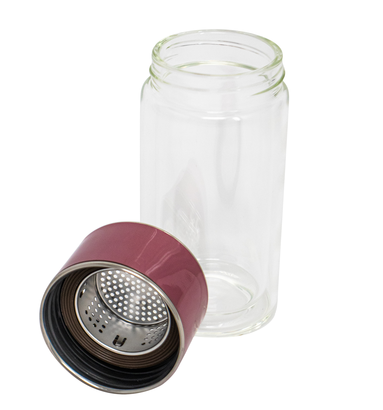 Glass Tea Strainer Leak-Proof, Tumbler Water Separation Tea Filter Cup 10 oz Pink