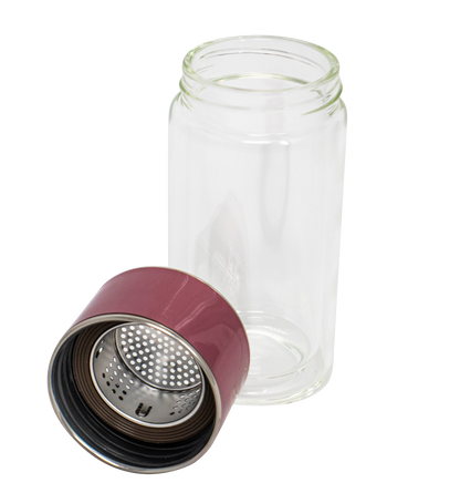 Glass Tea Strainer Leak-Proof, Tumbler Water Separation Tea Filter Cup 10 oz Pink