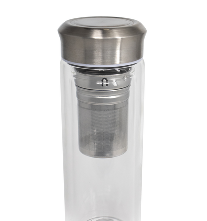 Double Walled Crystal Glass Gemstone Tea Infuser Bottle
