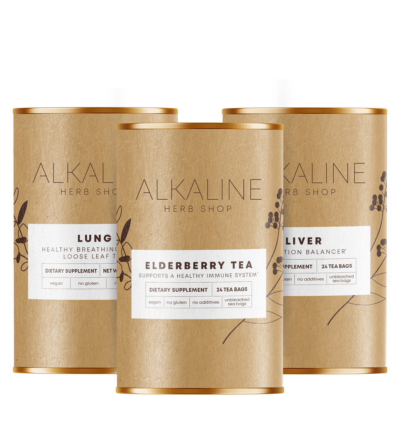 The Tranquility Bundle - Liver Tea Supplement (Happy Liver Tea), Lung Tea Supplement (Happy Lung Tea), and Elderberry Tea Supplement