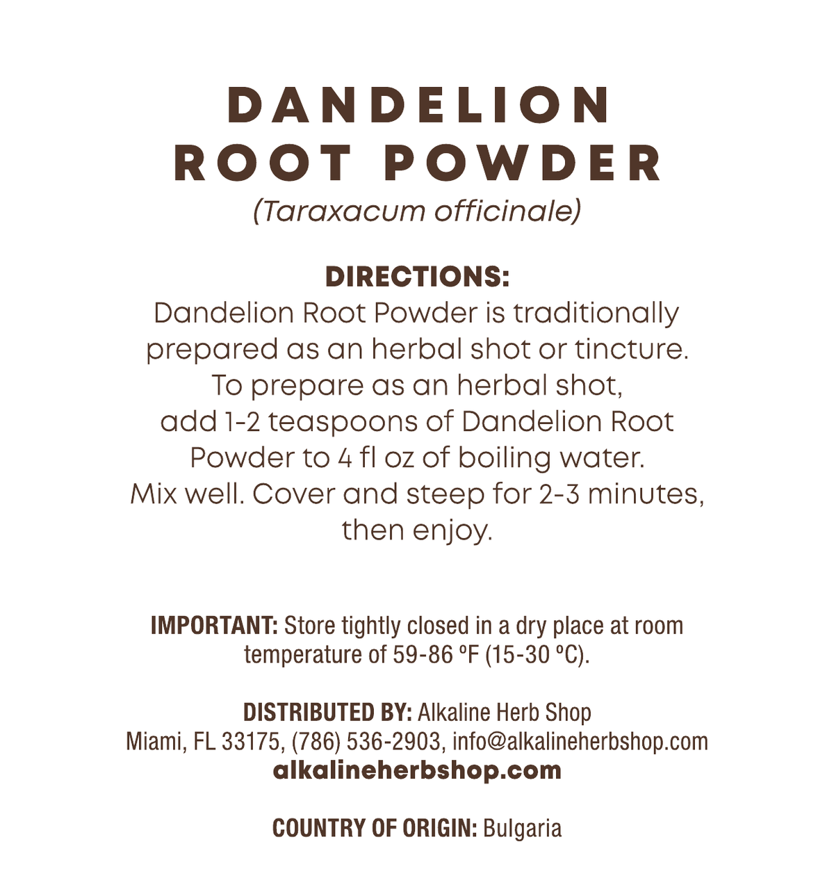 Dandelion Root Powder 4 oz (Diente de Leon) for Herbal Shots