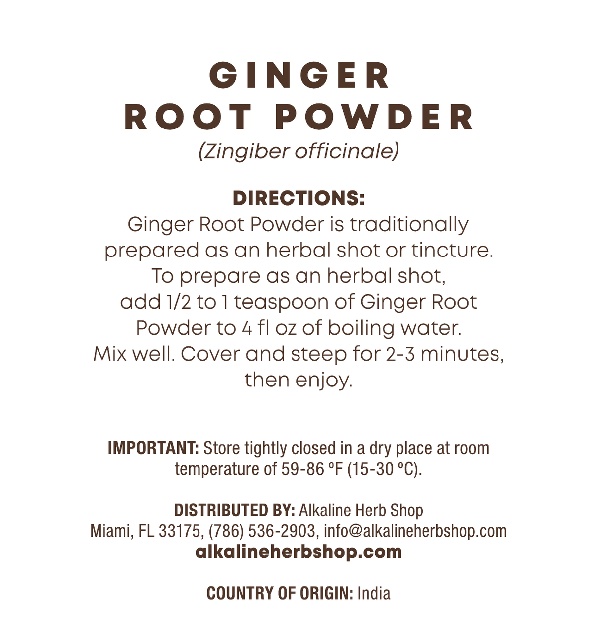 Ginger Root Powder 4 oz (Jengibre en Polvo) for Herbal Shots