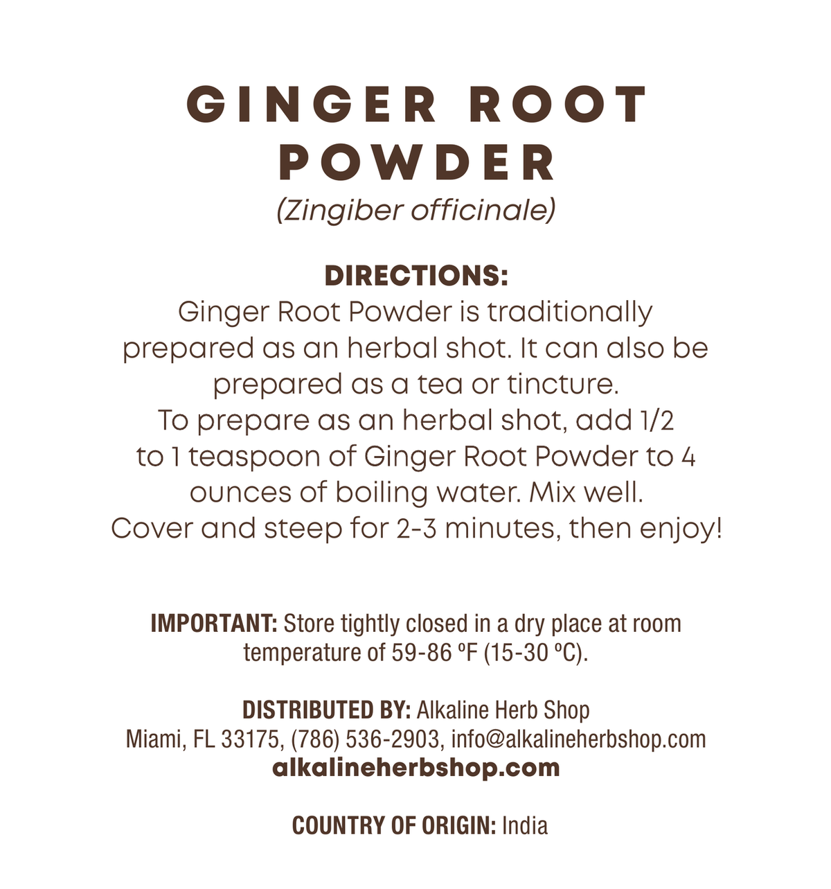 Ginger Root Powder 4 oz (Jengibre en Polvo) for Herbal Shots