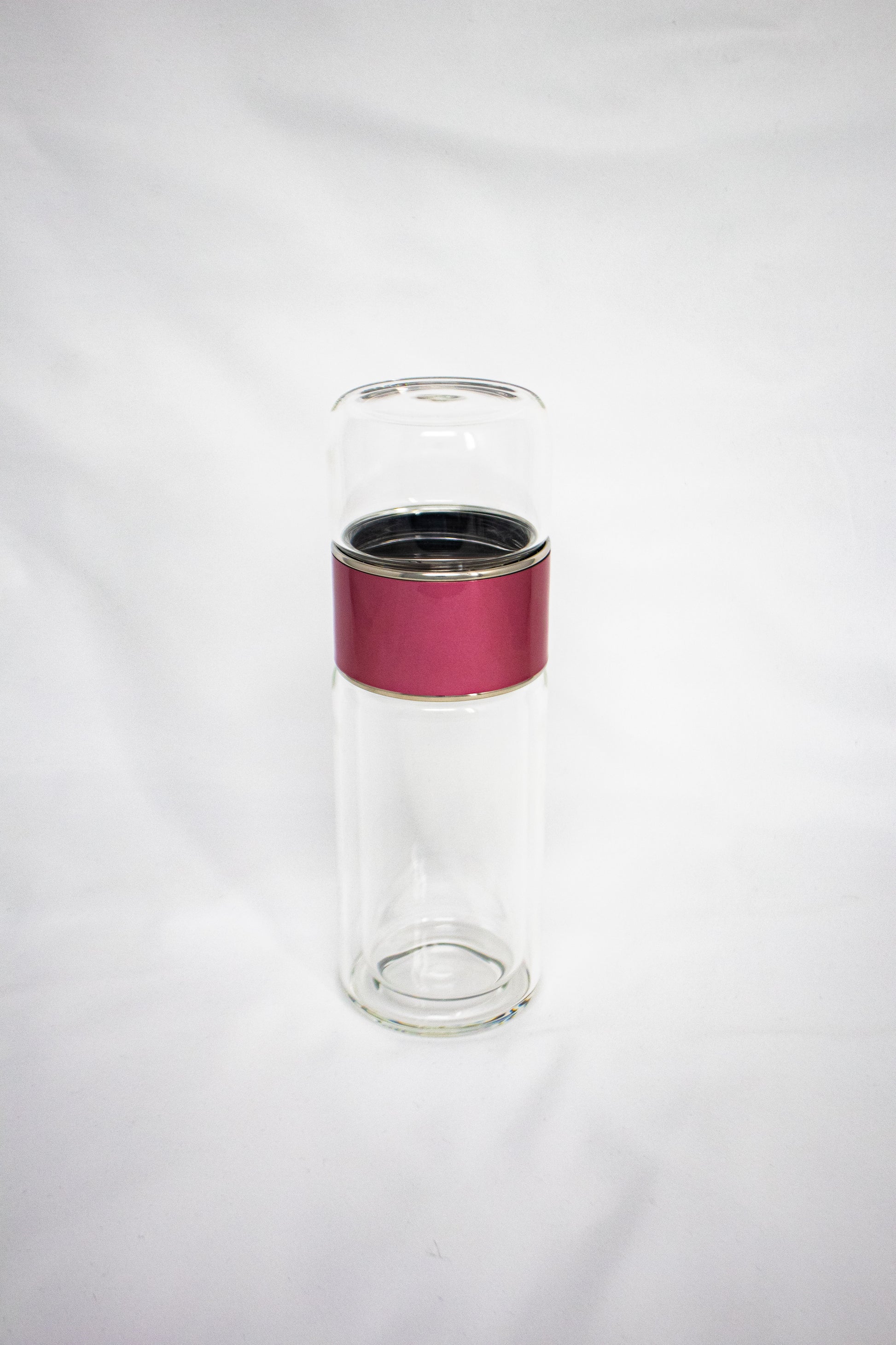 Glass Tea Strainer Leak-Proof, Tumbler Water Separation Tea Filter Cup 10 oz Pink