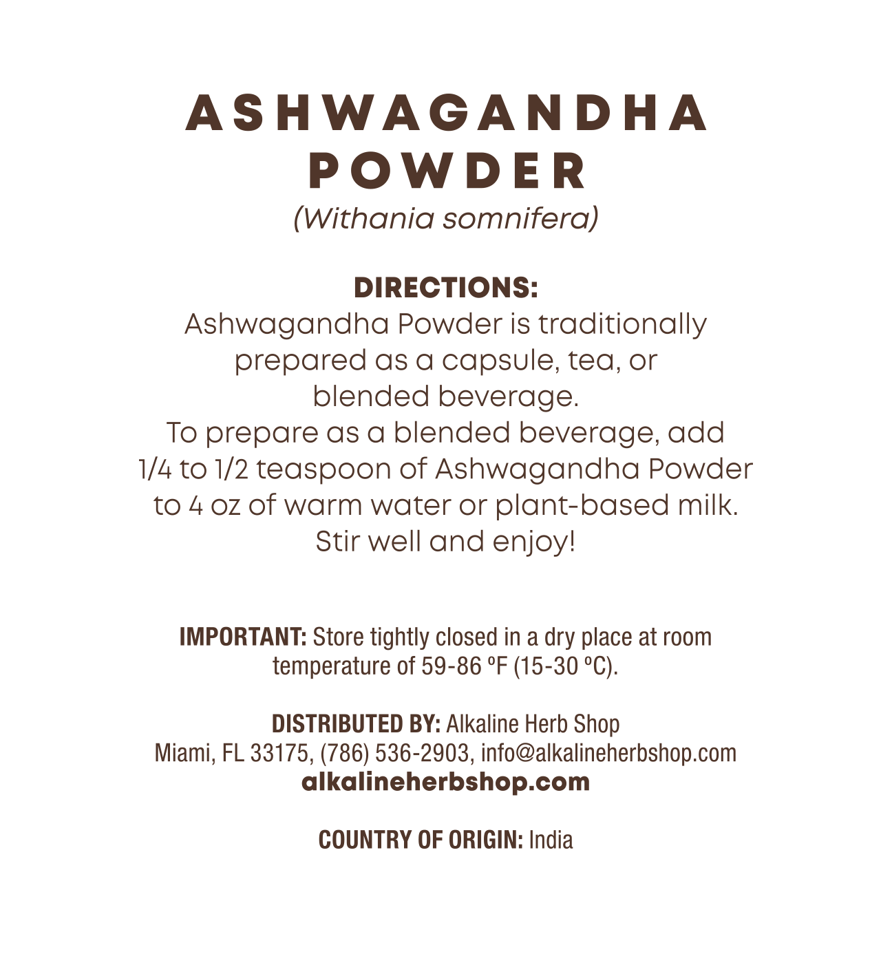 Just Herbs: Ashwagandha Powder