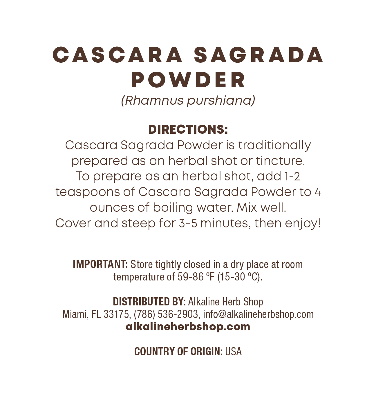 Just Herbs: Cascara Sagrada Powder