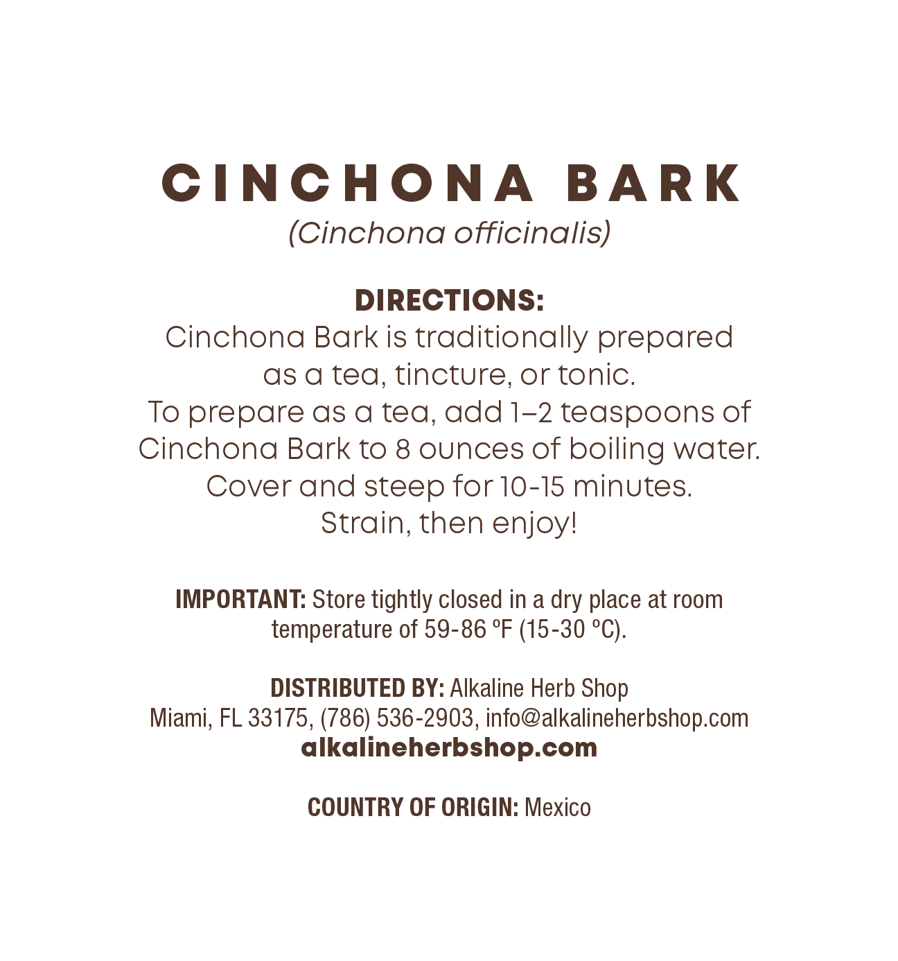 Just Herbs: Cinchona Bark