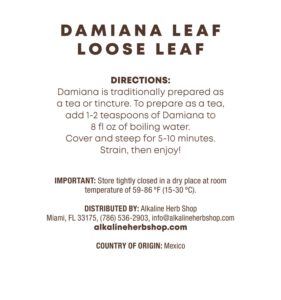 Just Herbs: Damiana Leaf Loose Leaf