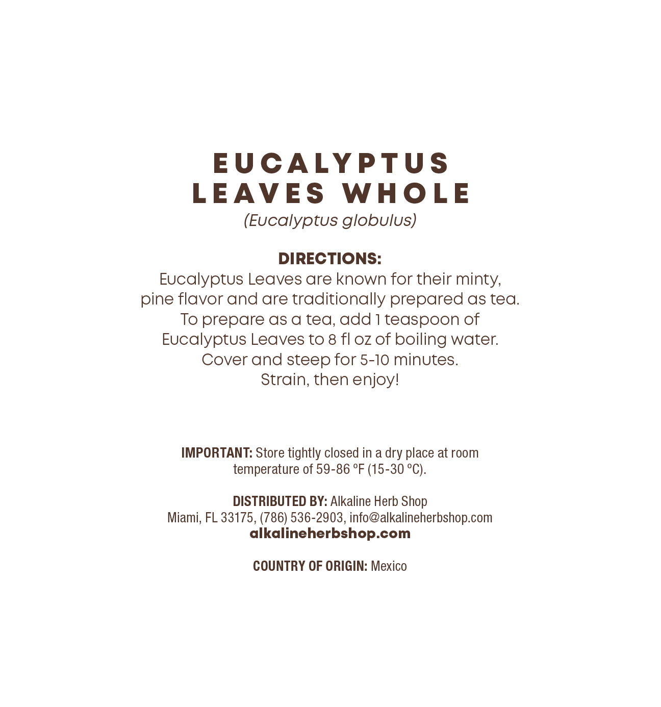 Just Herbs: Eucalyptus Leaves Whole