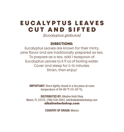 Dried Eucalyptus Leaves Cut and Sifted 2 oz (Hojas de Eucalipto) for Eucalyptus Tea