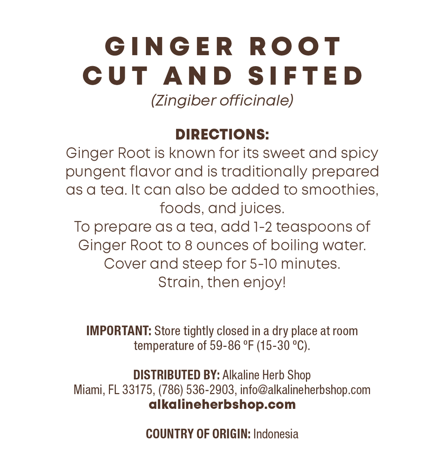 Just Herbs: Ginger Root Cut and Sifted