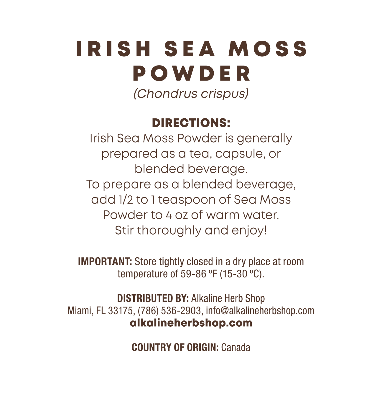 Just Herbs: Irish Sea Moss Powder (Chondrus Crispus)