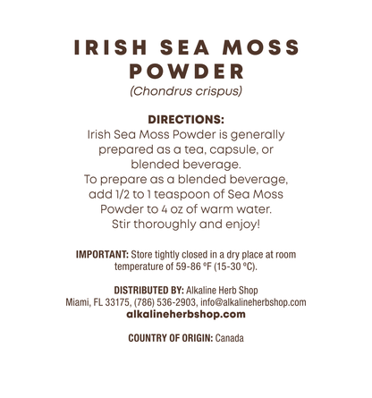 Just Herbs: Irish Sea Moss Powder (Chondrus Crispus)