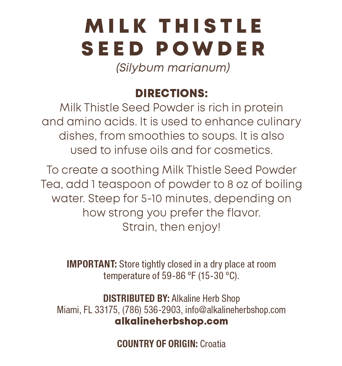 Just Herbs: Milk Thistle Seed Powder