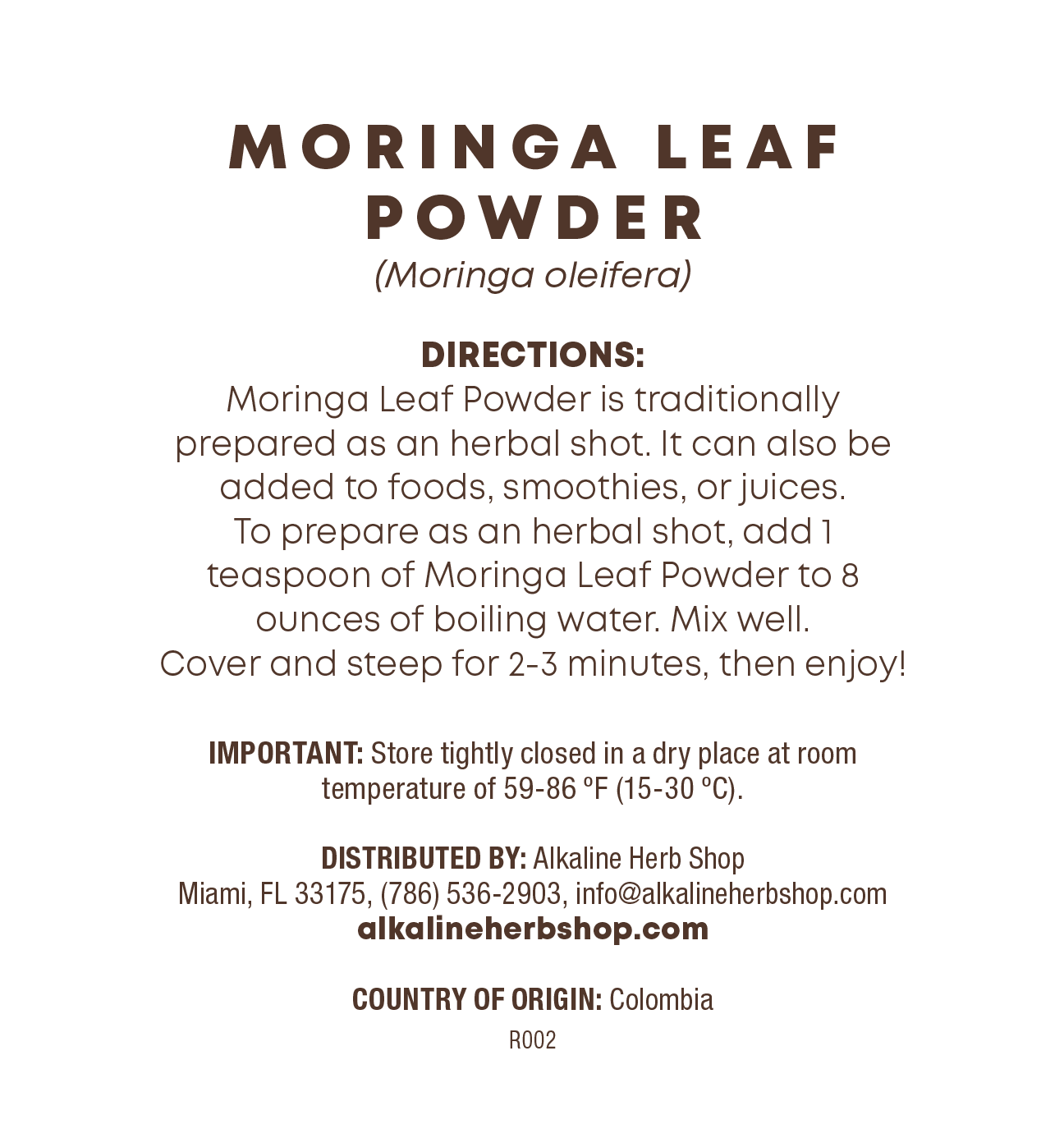 Just Herbs: Moringa Leaf Powder