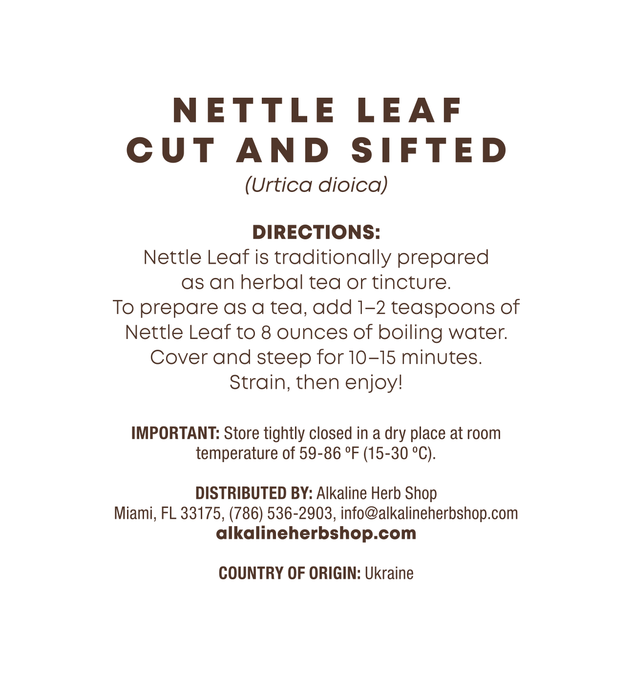 Just Herbs: Nettle Leaf Cut and Sifted