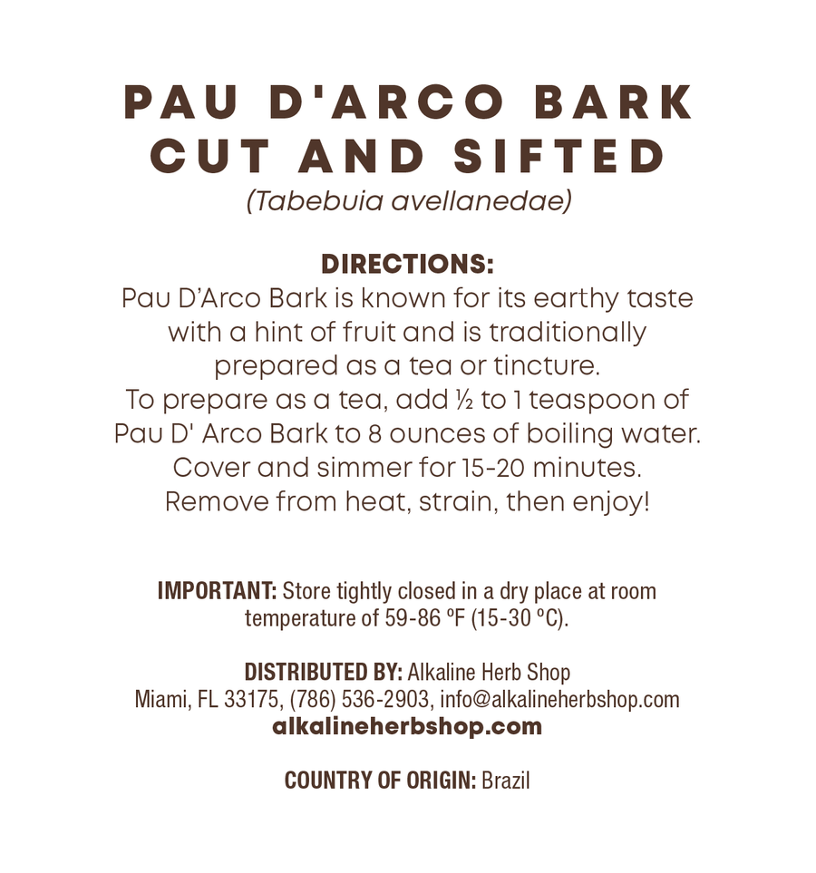 Just Herbs: Pau D'Arco Bark Cut and Sifted