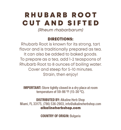 Just Herbs: Rhubarb Root Cut and Sifted