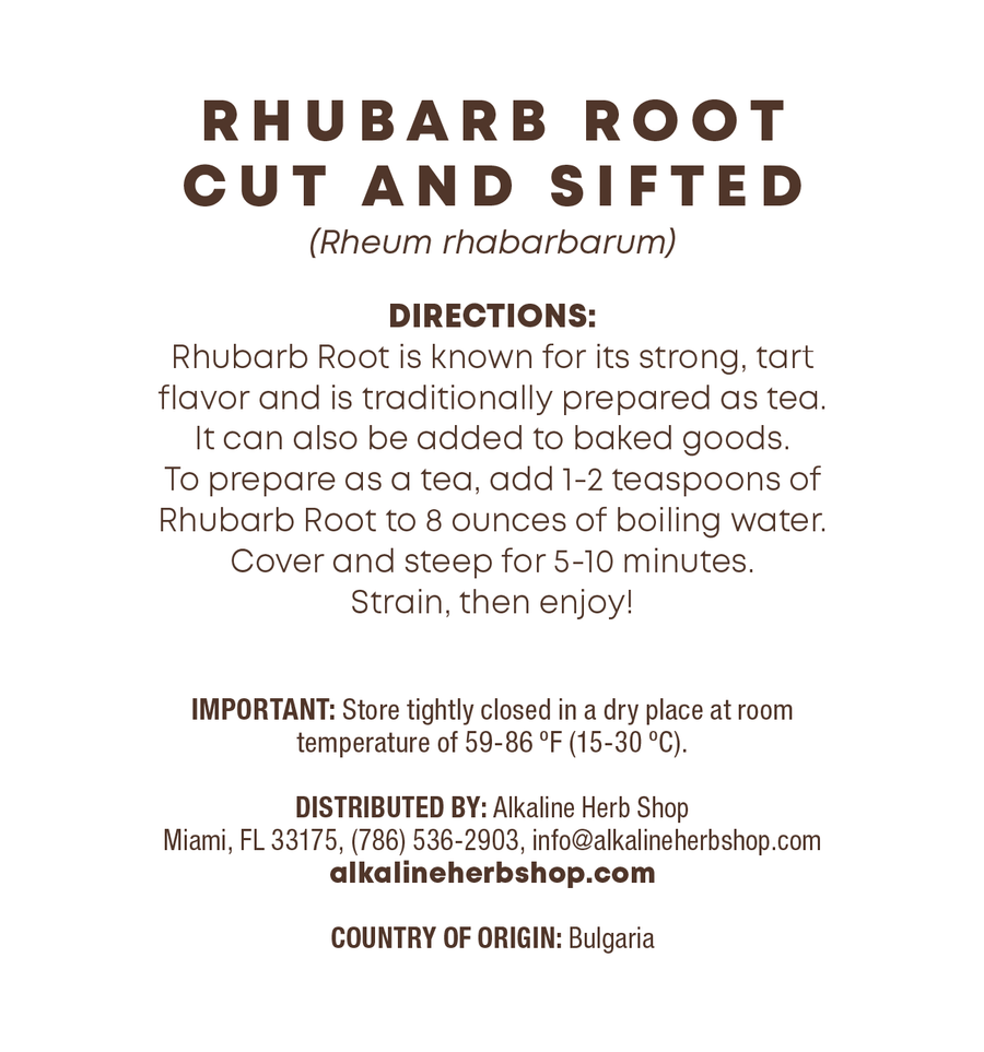 Just Herbs: Rhubarb Root Cut and Sifted