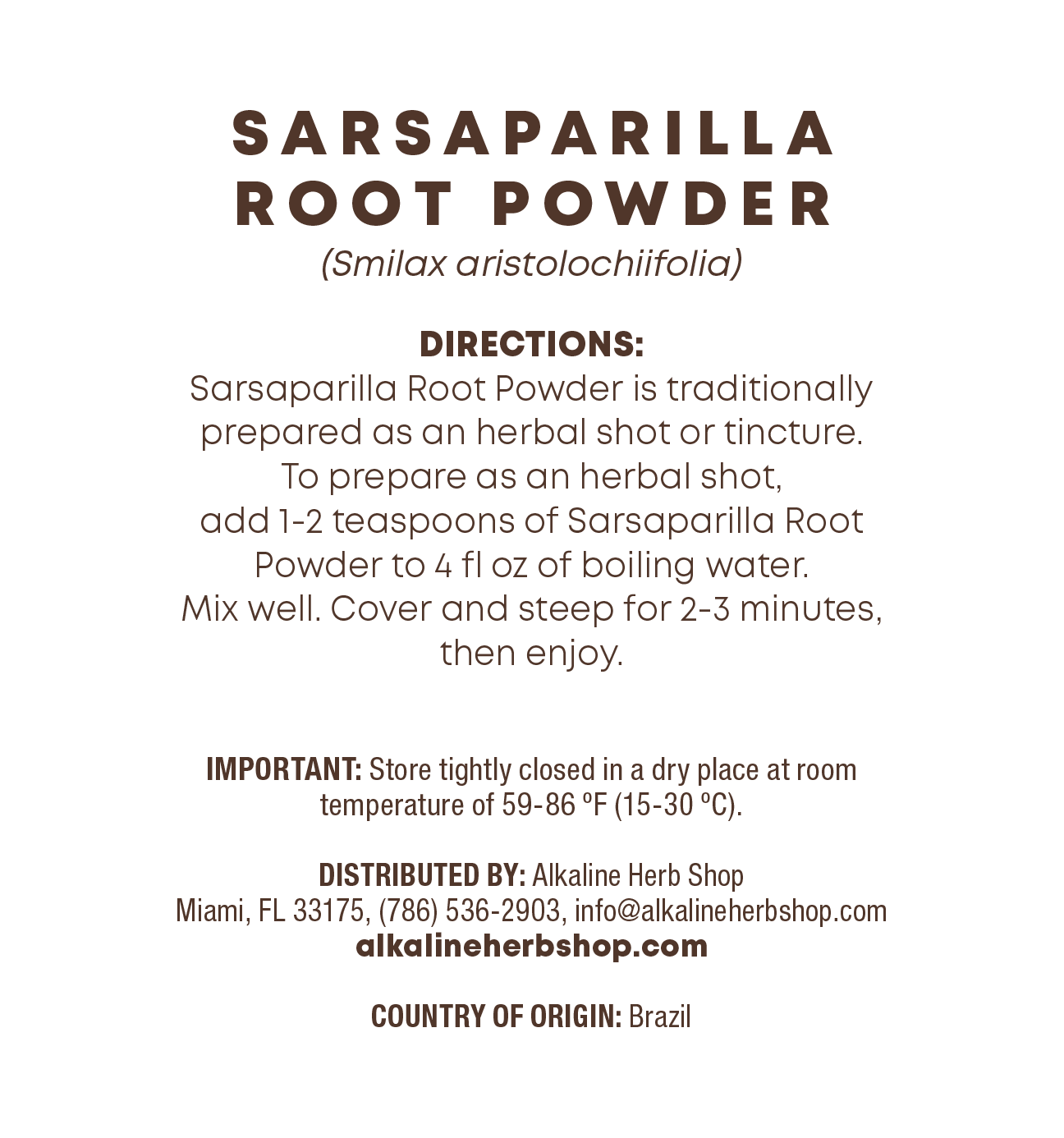 Just Herbs: Sarsaparilla Root Powder