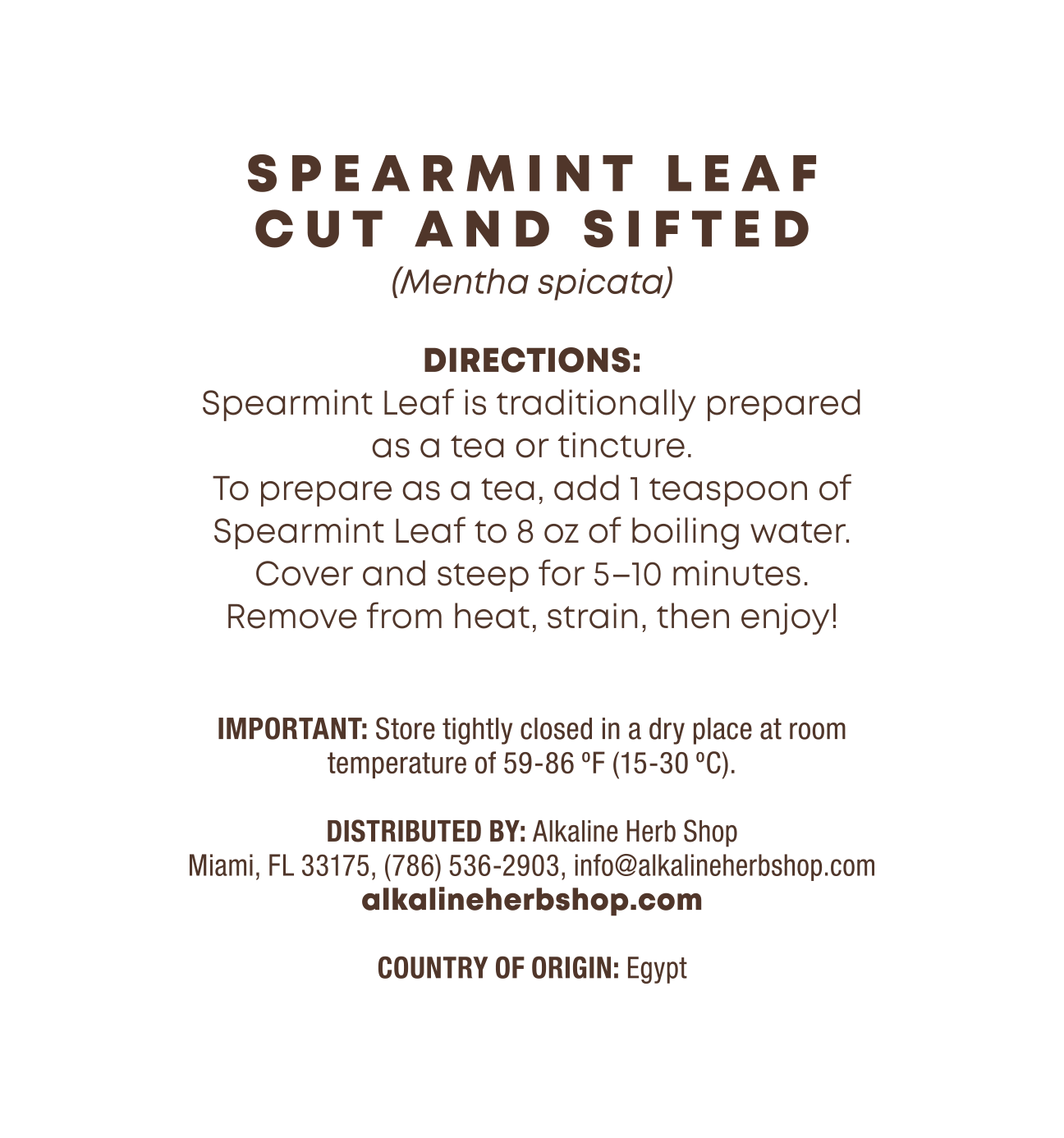 Just Herbs: Spearmint Leaf Cut and Sifted