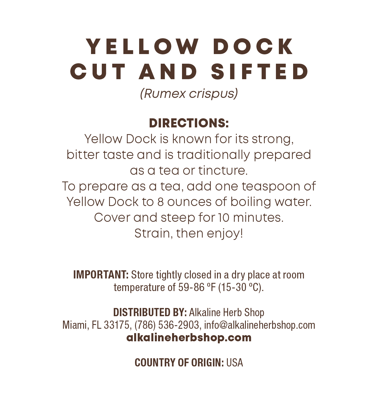 Just Herbs: Yellow Dock Cut and Sifted