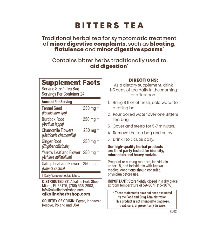 Bitters Tea Supplement